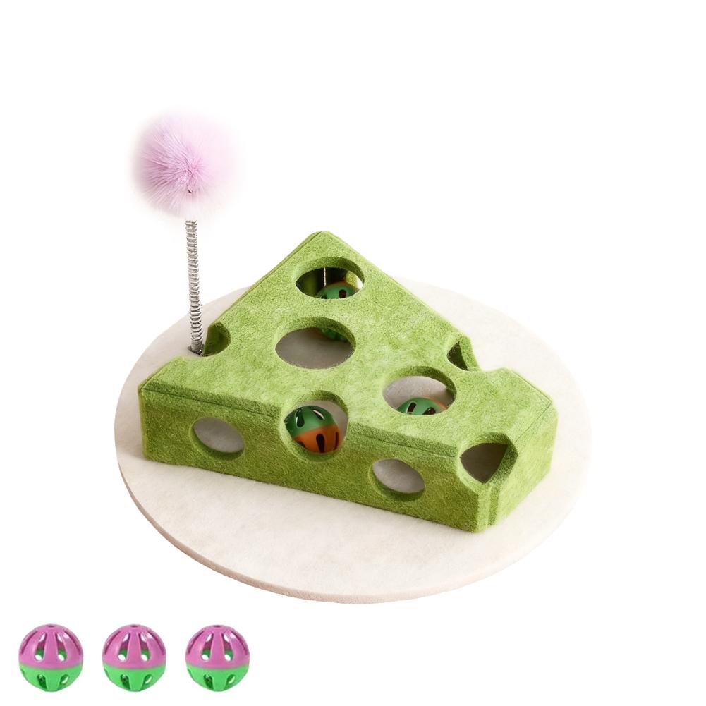 Cat Toys Pet Cat Toy Bell Balls Dig Hole Funny Box Felt Box Cheese Shape Entertainment Hunting Cat Toys For Indoor Cats