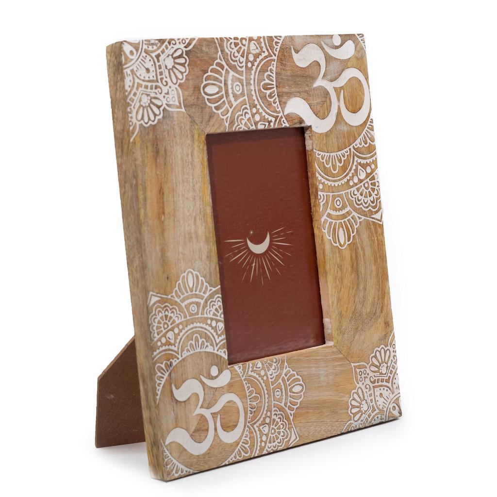 Mango Wood Photo Frame 10x15cm White Mandala