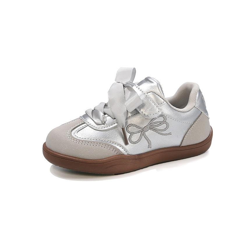 

Kids Bow Embroidery Velcro Non Slip Casual Soft Sole Walking Shoes 23 серый