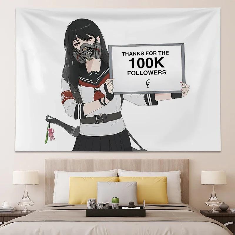 Japanese Teen Room Decoration Posters and Prints Kawaii Anime Large Tapestry Bedroom Wall Murals Customizable