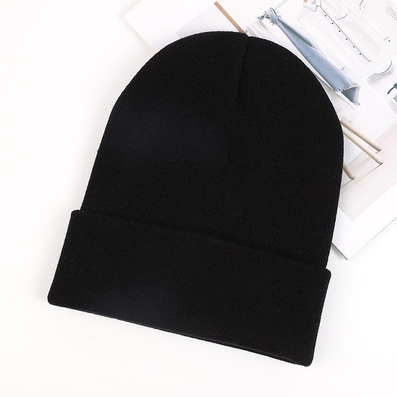 Custom Logo Unisex High Quality Plain Blank Color Winter Hat Cap Acrylic Knitted Beanie