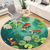 1pc Pond Fishes Office Round Area Rug,  Mat Suitable For Office, Under Office Chairs Bedroom Living Room Home Decor, Room Deco