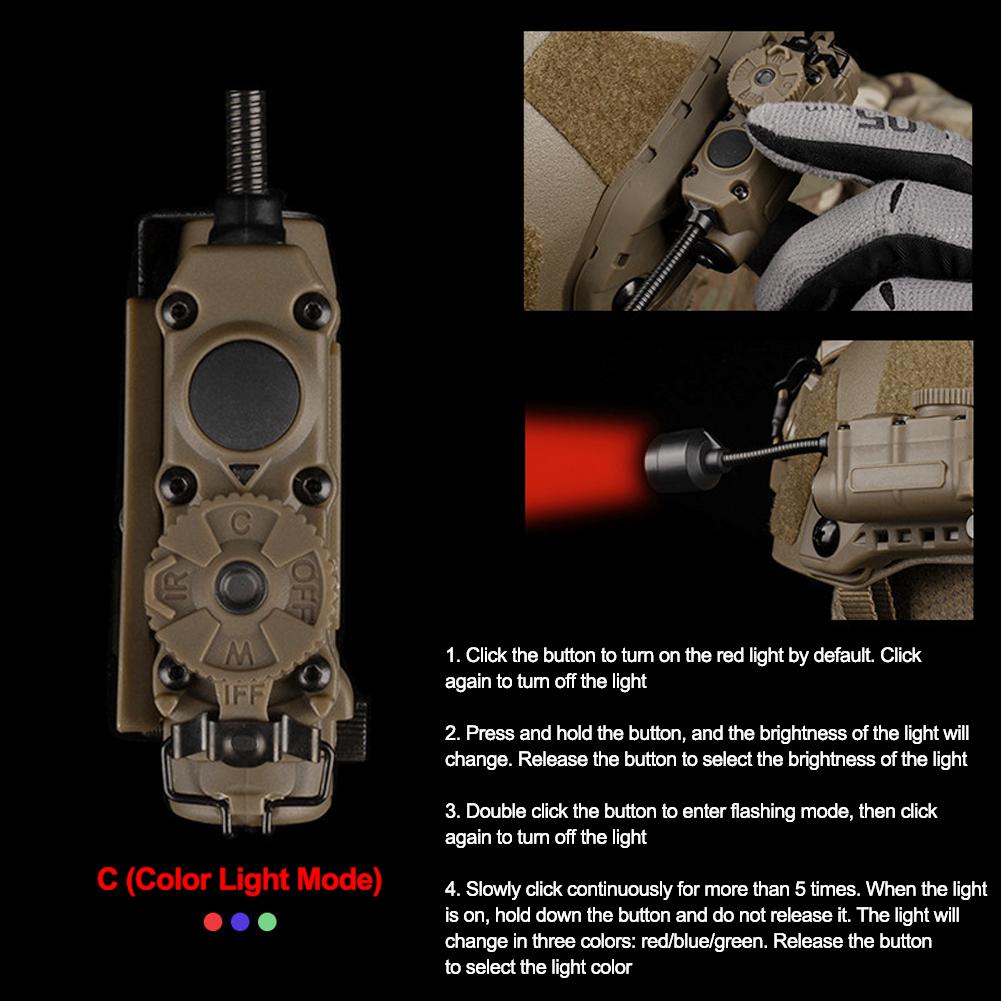 1Pc Tactical Helmet Light 4 Modes LED Flashlight Outdoor Night Lighting for Laser Hunting Cycling Fishing Helmet Lamp