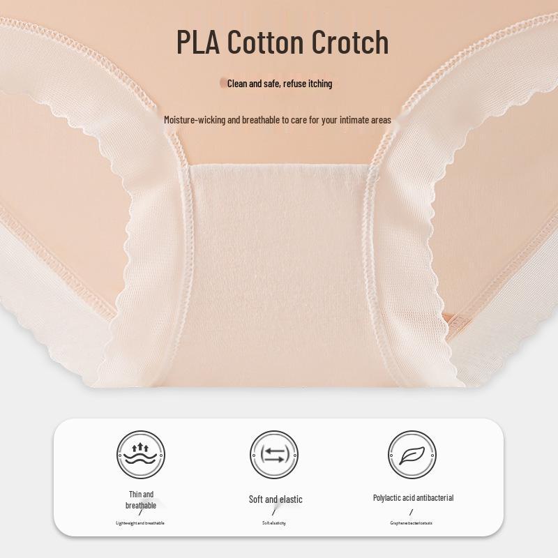 Women's Mid-Waist Comfortable Breathable Panties with PLA Fiber Crotch