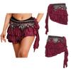 Falda de Cadera para Danza del Vientre para Mujer Cadena de Cintura Retro Lentejuelas en Niveles Volantes con Cordones Envoltura de Cadera para Danza de la India Rumba Danza Latina