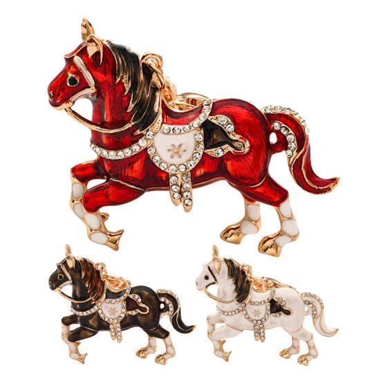 Keychain Pendant Sparkling Rhinestones Horse Design Decorative Key Ring Doors Backpacks Handbags Key Finder