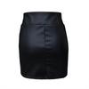 Women's Fashion Temperament Solid Color Leather Sexy  Zipper High Waist Bag Hip Short Skirt