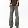 Jeans men's spring and autumn cleanfit old washed micro-pull pants American retro loose casual trousers