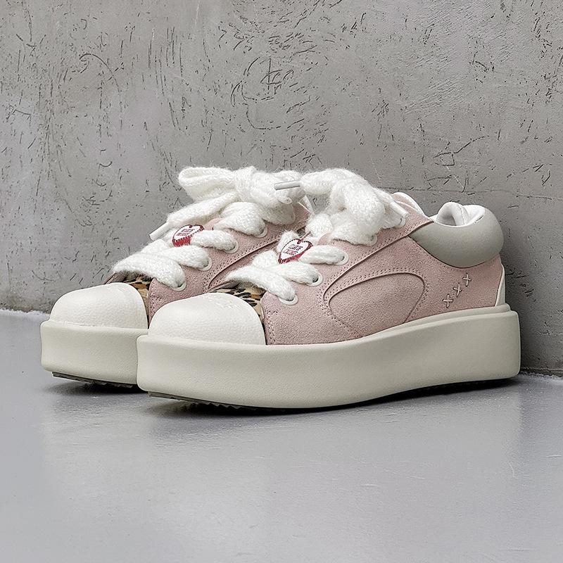 

Niche design summer heightening love board shoes casual solid color 39 розовый