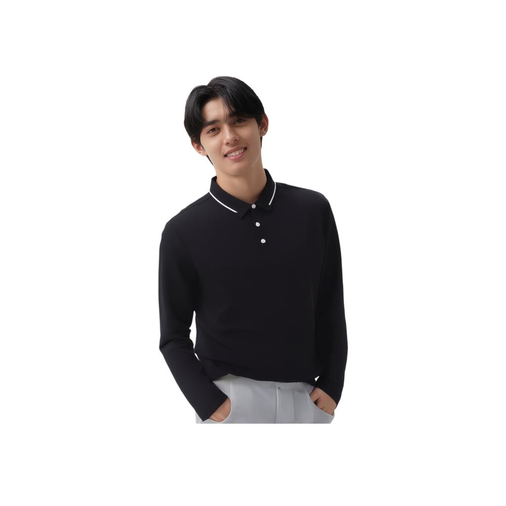 Li Ning Group Purchase Series Comfortable Long Sleeve Polo Shirt Men Tops Black APLU207-3