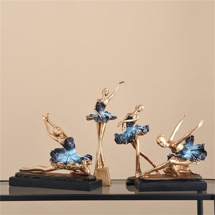 Resin Ballet Dancer Sculpture Girl Figurines Elegant Statues  Decoration for Cabinet Desktop