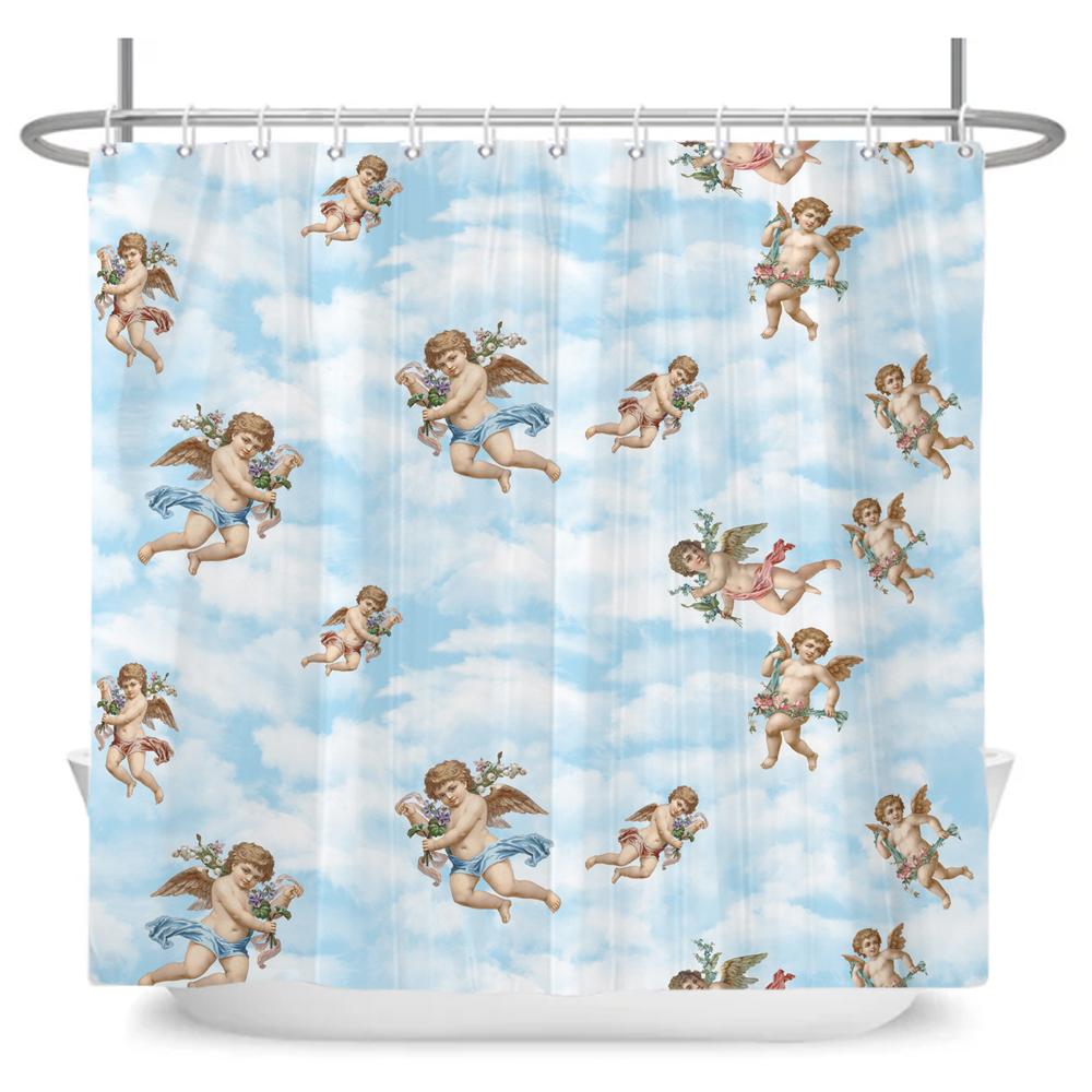 Cute Little Animal Shower Curtain Baby Room Decor Waterproof Kawaii Shower Curtain Bathtub Curtain Bathroom Textured With Hooks