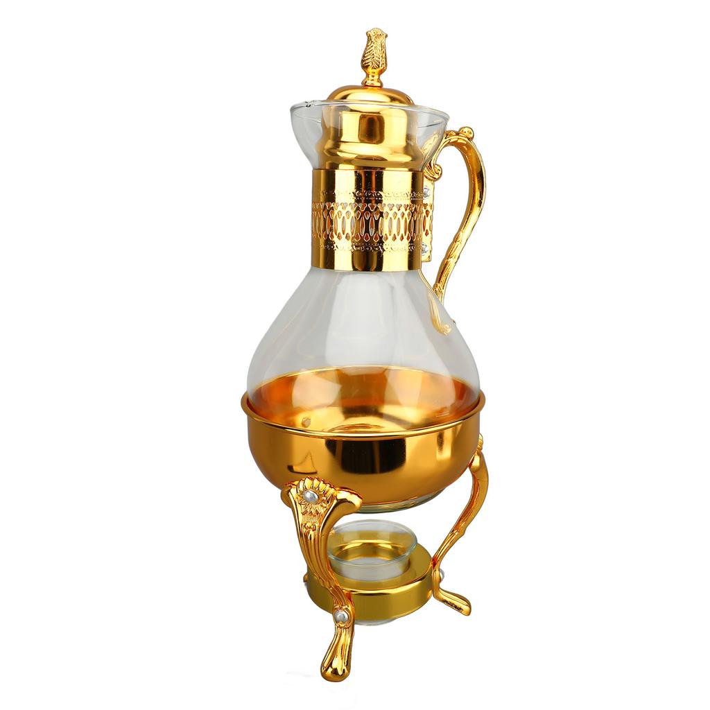 Glass Coffee Pot Set Heatable Water Pitcher with Lid and Cup Vintage Style Hot Cold Tea Kettle for Home and Office Use