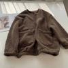 Women's Autumn/Winter Lamb Wool Cardigan Sweatshirt Student Solid Color Thick Fleece-Lined Jacket