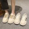 Korean Version of the Popular Little White Shoes Women's Summer 2025 New Thick-soled Lace-ups Ins Trendy Sports and Leisure Versatile Board Shoes