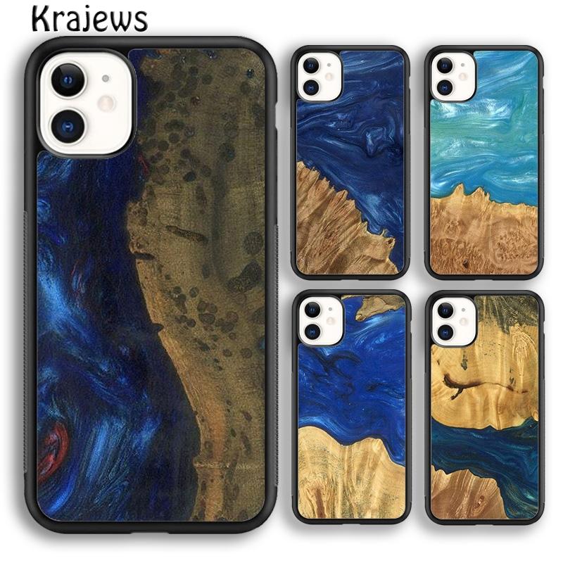 Krajews Wood Resin Glue Gel Phone Case Cover For iPhone 17 Air 16 15 14 Plus 12 13 Pro Max Coque Shell Fundas