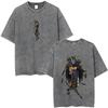 Gewaschenes Vintage Anime Haikyuu KARASUNO Merch T-Shirt Herren Cartoon Manga Oversized T-Shirt Herren Sommer Lässige Kurzarm-T-Shirts