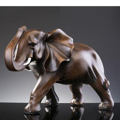 Imitation Wood Elephant Statue Resin Crafts Animal Sculpture Desk Decoration Ornaments Living Room Furnishings Home Decor Modern