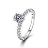 S925 Sterling Silver D-Color Pear Moissanite 1-Carat Engagement Ring for Women, Platinum-Plated