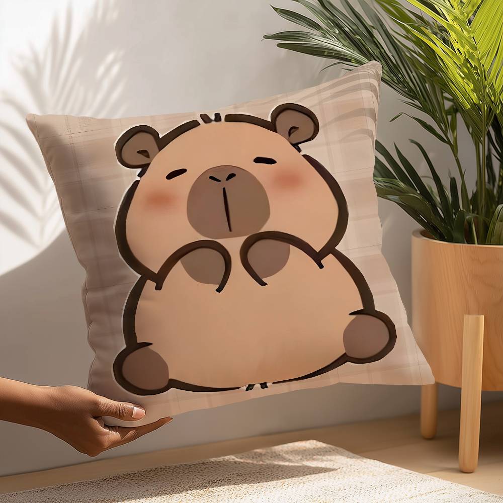 Kawaii C-CapybaraS Kissenbezug Plüschstoff Weicher Kissenbezug Beidseitig bedruckt Kissenbezug Haushaltsgeschenke