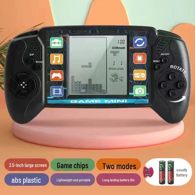 Nostalgic Retro Russian Tetris Handheld Game Console with Large Screen for Children's Play.