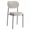 Camile Velvet Gray Upholstered Chair, Metal Base