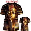 Ancient Egyptian Pharaoh 3D Digital Printed Pattern T-shirt Retro Style Men's Loose T-shirt