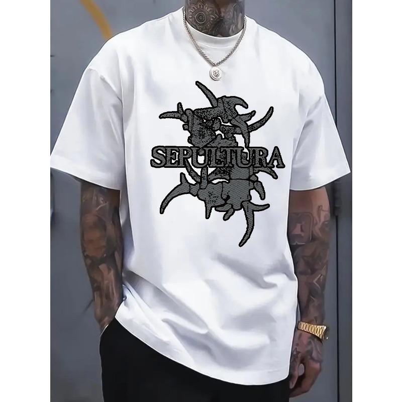 

European sizes Fashionable Printed Short-sleeve Men s Tee, Soft, Casual Loose Fit, Ideal for Workouts, Sports & Daily Wear. 4XL білий