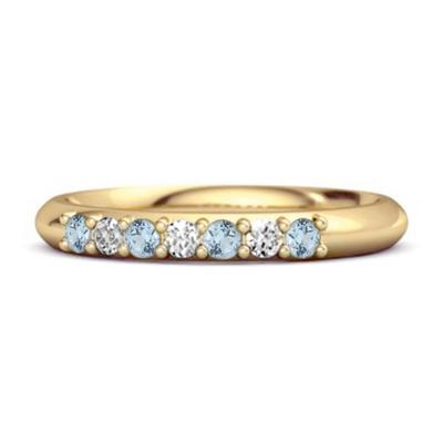 Blue Topaz Eternity Stackable Ring - 925 Sterling Silver Gold Vermeil