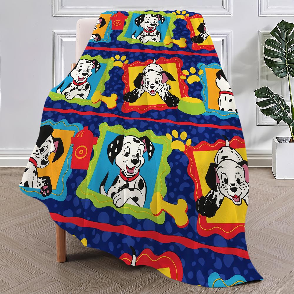 Cartoon Dog 101 D-Dalmatians-s Pattern Blanket Plush Nap Sofa rug for Living Room Office Bedroom Birthday Home Travel Kid Gifts