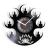 Buddha mit Lotusblume, Vinyl-Schallplatten-Wanduhr für Spa, Yoga, Raumdekoration, Buddhismus, Gebet, Retro-Musikalbum, geräuschlose Quarzuhr