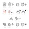 Personalized Copper Stud Earrings, Fashion Trend Vacuum Electroplating Silver Light Luxury Zircon Earrings