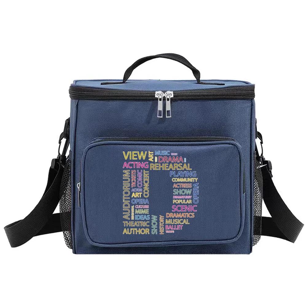 Insulated Bags Portable Shoulder Lunch Bag Waterproof Cooler Box Thermal Organizer Handbag for Men and Women Text Letter Pattern