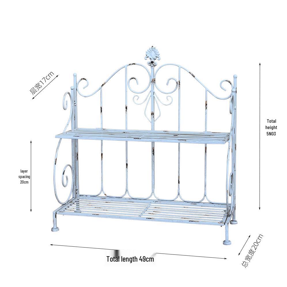

Iron Art Double-Layer Desktop Shelf: Storage Rack, Organizer, Cup Holder, and Succulent Plant Stand. 49x20cm - 2 layers