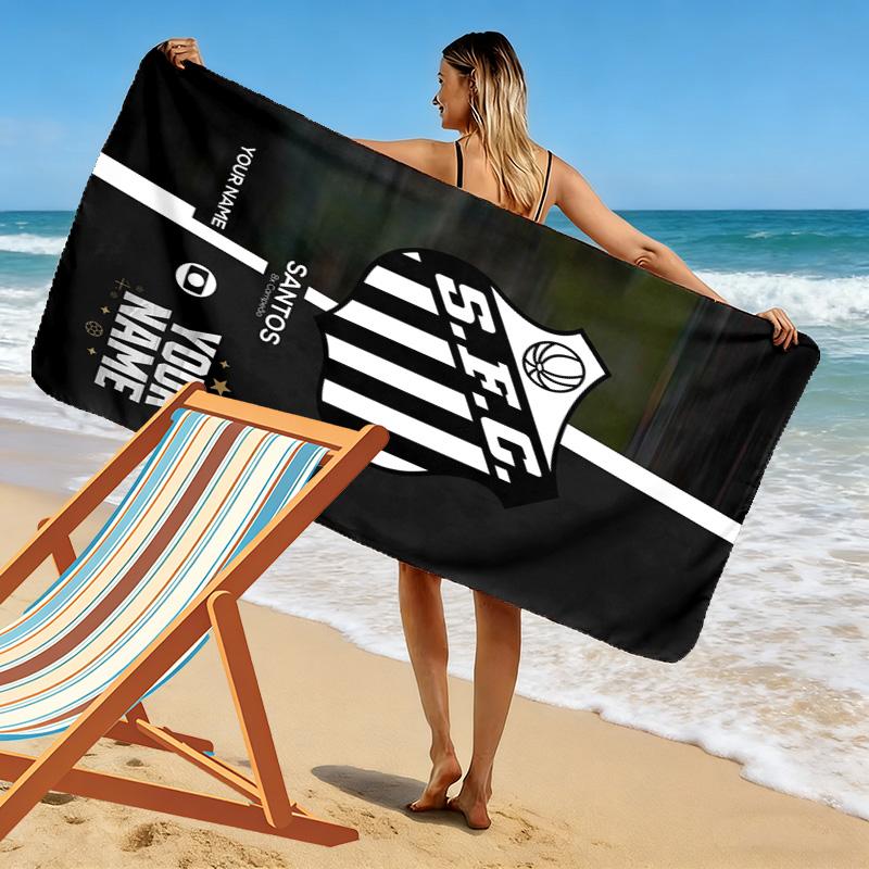 Name Custom Santos FC Art Print Beach Towel, Large Soft Quick Dry Towel for Beach Camping Swimming