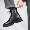Men's warm plush high-top boots winter new soft-sole non-slip outdoor casual boots fashion snow work shoes black leather boots