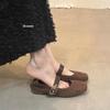 XINZHOU temperament shallow single shoes women's spring and autumn new French retro with skirt square head fairy style