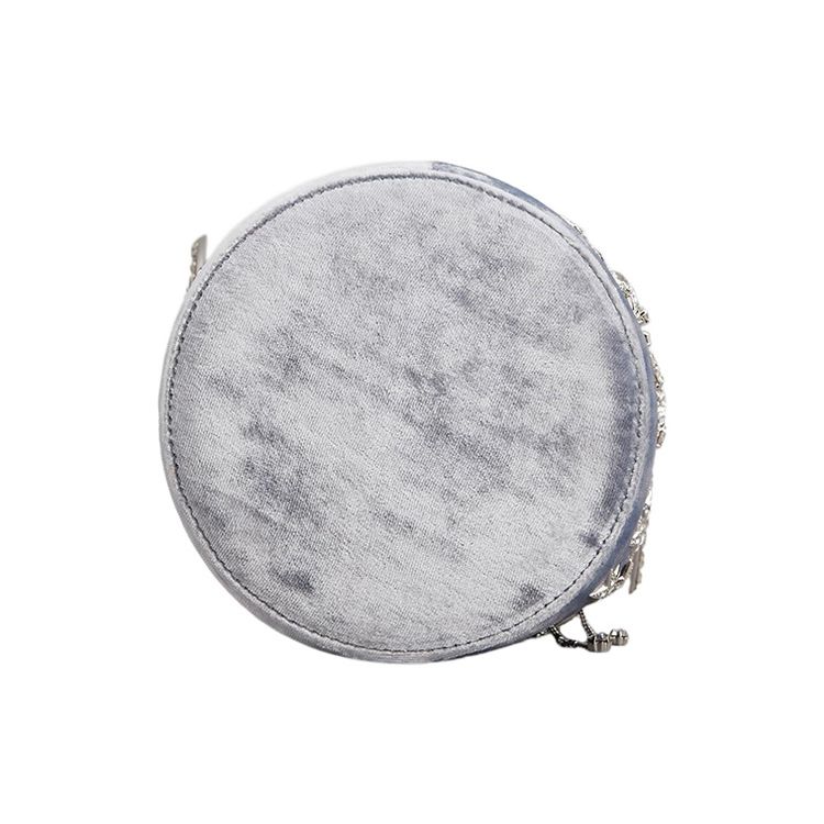 Roger Vivier RV Strass Constellation Letter Handle Rhinestone Decor Velvet Bucket Bag Mini Women bags Light-Blue RBWANNKN100QEG4640