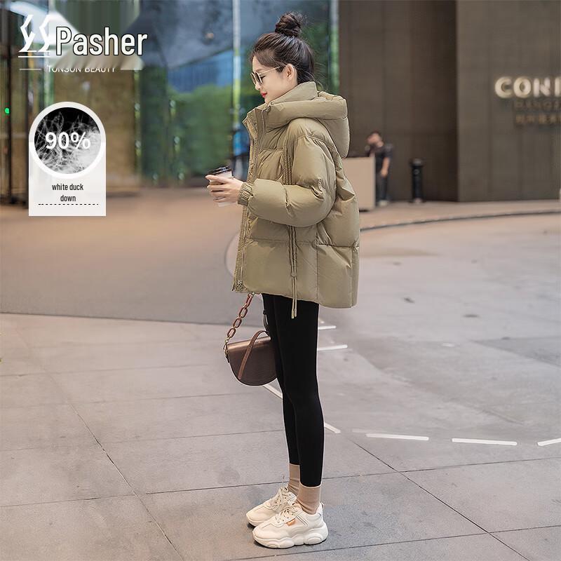 

Женский простой свободный пуховик с капюшоном M