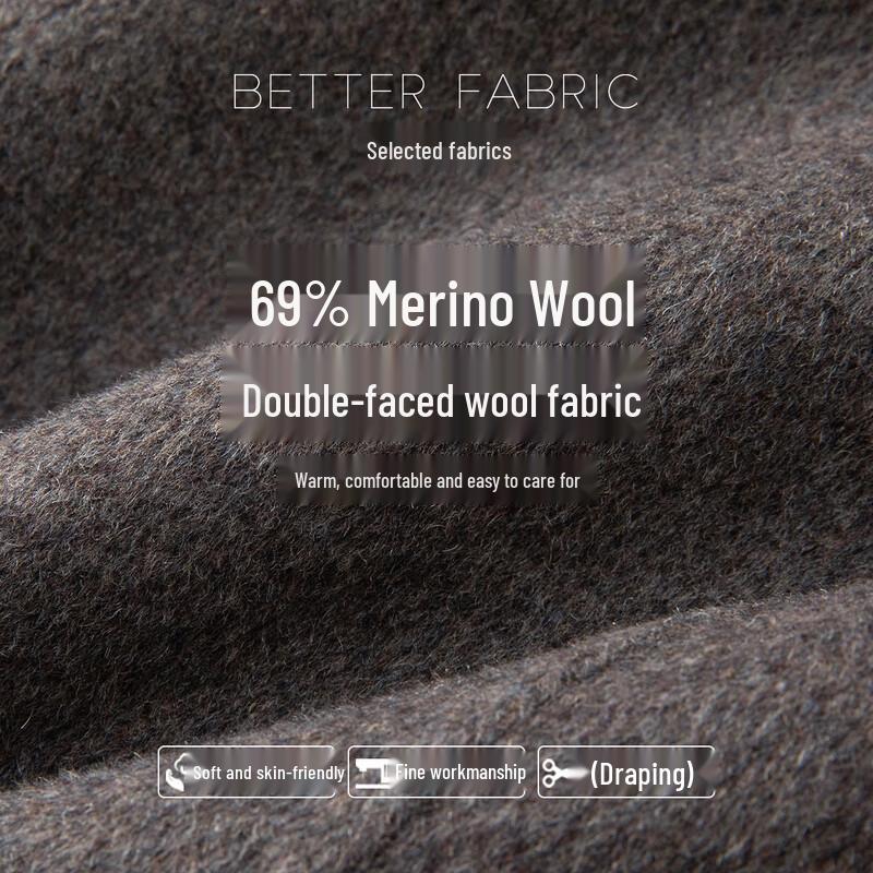 DAISHU Men's Detachable Down Liner Wool Blend Overcoat