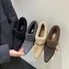 Autumn and Winter New Versatile Single Shoes Velvet Warm Cotton Shoes Heightened Gray Pointed Retro Fluffy Shoes Short Boots