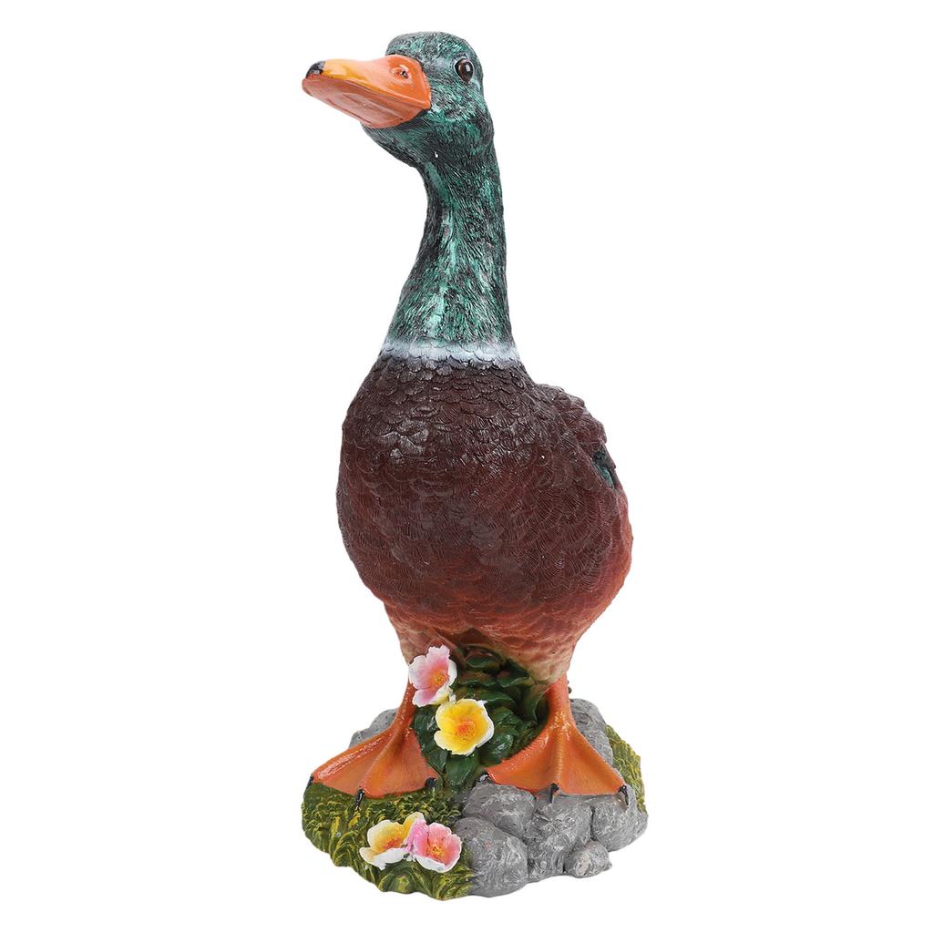 Mallard Duck Garden Ornament Hand Painted Resin Green Head Duck Figurine for Outdoor Lawn Yard Decoration