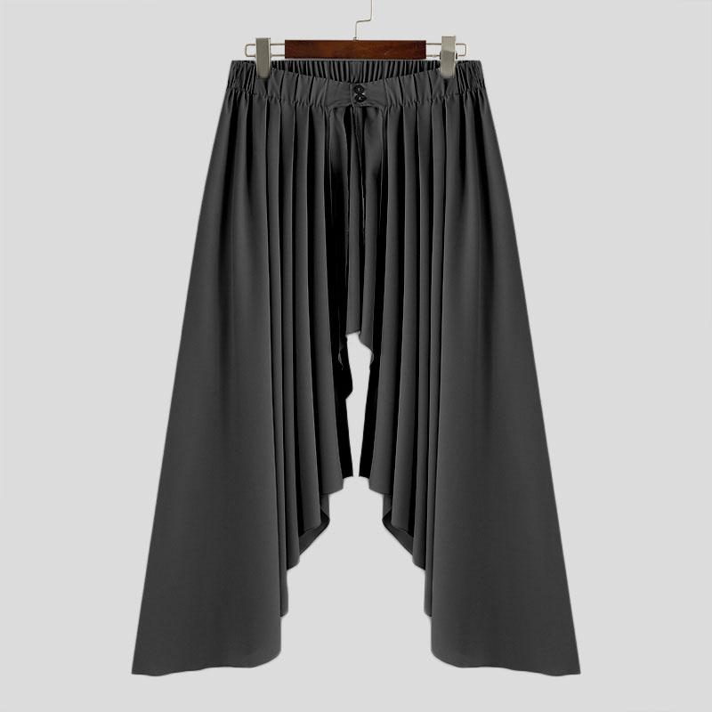 

INCERUN мужские плиссированные брюки с вырезом спереди, повседневные многослойные юбки, килты S