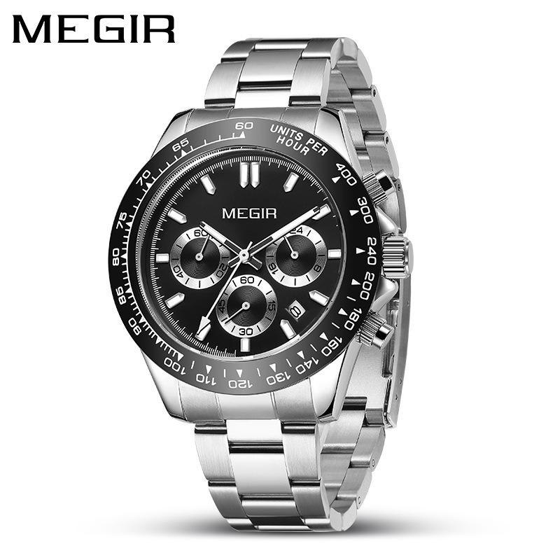 Men'S Watch, Multifunctional Waterproof Chronograph Business Steel Watch Versatile Sports Watch 8104
