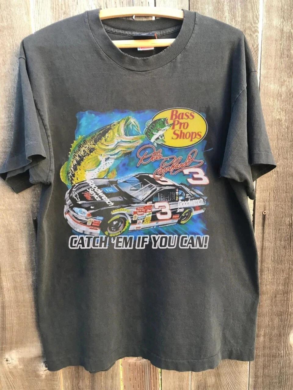 Ретро футболка с принтом Дейла Эрнхардта-старшего NASCAR Bass Pro Shops Remastered, повседневная, для улицы, мужская и женская, с принтом фаната S разноцветный