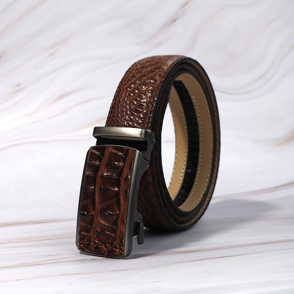 Belt Men'S Premium Alligator Pattern Belt Automatic Buckle Belt Men'S Trendy Men'S Belt