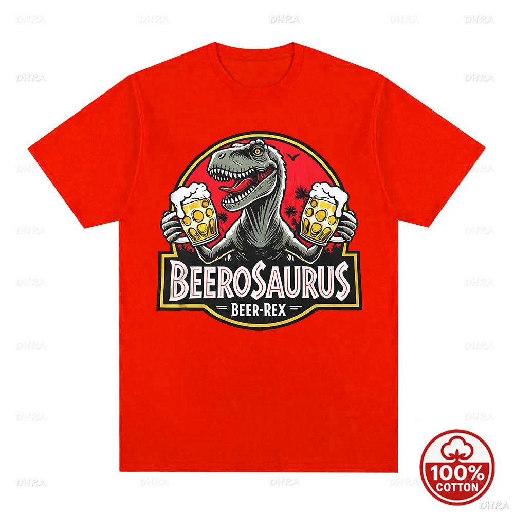 Beerosaurus Funny Beer Rex Dinosaur TShirt Unisexs Unisex Clothing Fashion Casual Tshirts Cotton Oversized Short Sleeve Oneck Tee