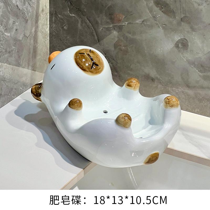 Automatic draining creative panda soap box soap box storage rack household ceramic soap dish holder bathroom accessories