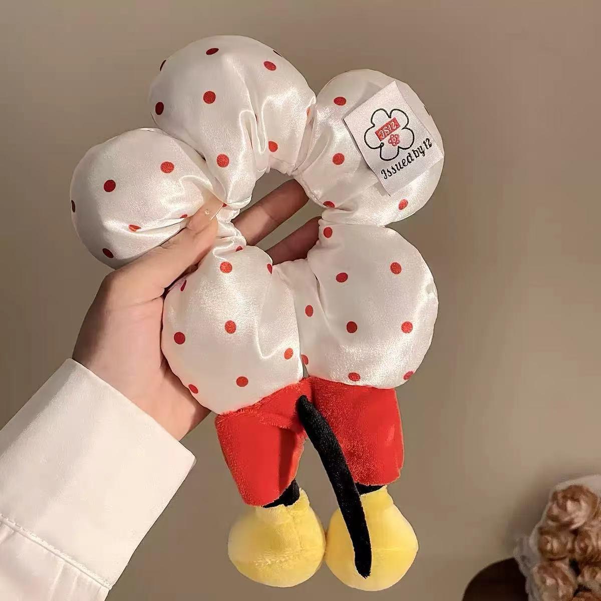 

1 шт. в горошек клетка микки попа цветок толстая кишка круг, для девочки милый мультяшный плюшевый шарик заколка резинка для волос украшение для волос