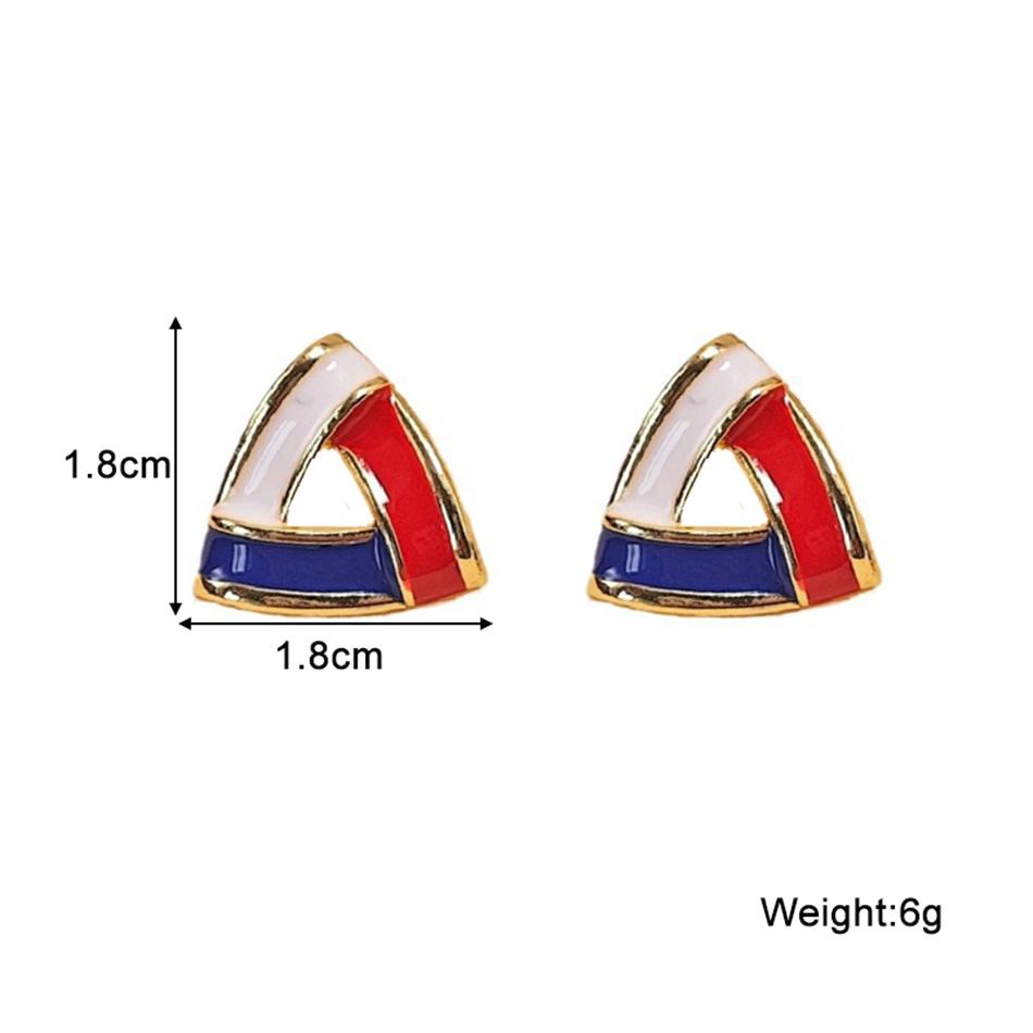 Hollow Triangle Contrast Color Stud Earrings for Women Statement New Trendy Enamel Glaze Geometric Brincos Party Jewelry